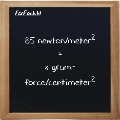 Example newton/meter<sup>2</sup> to gram-force/centimeter<sup>2</sup> conversion (85 N/m<sup>2</sup> to gf/cm<sup>2</sup>)